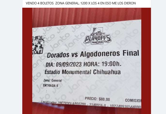 Revendedores triplican costo de boletos para final del beisbol