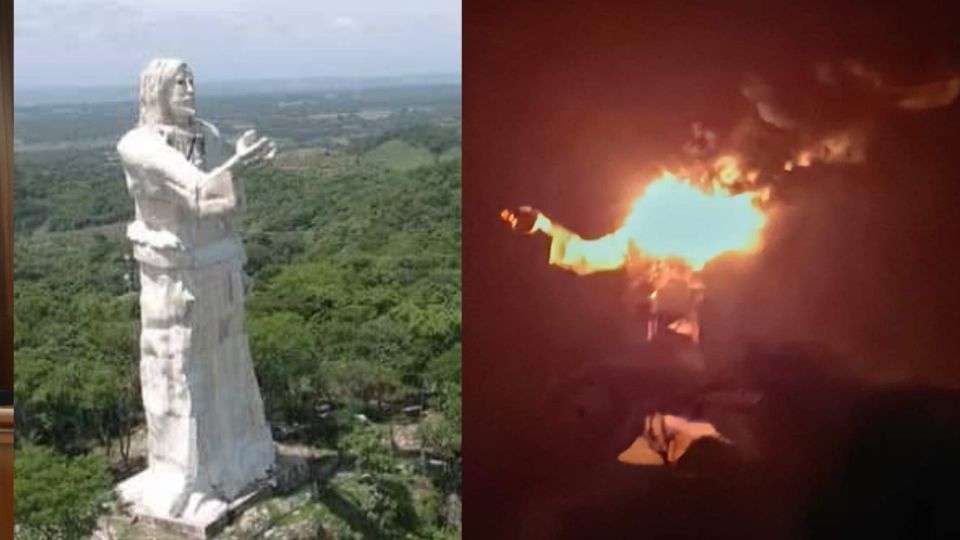 Destruye un rayo al Cristo Pescador de Chiapas