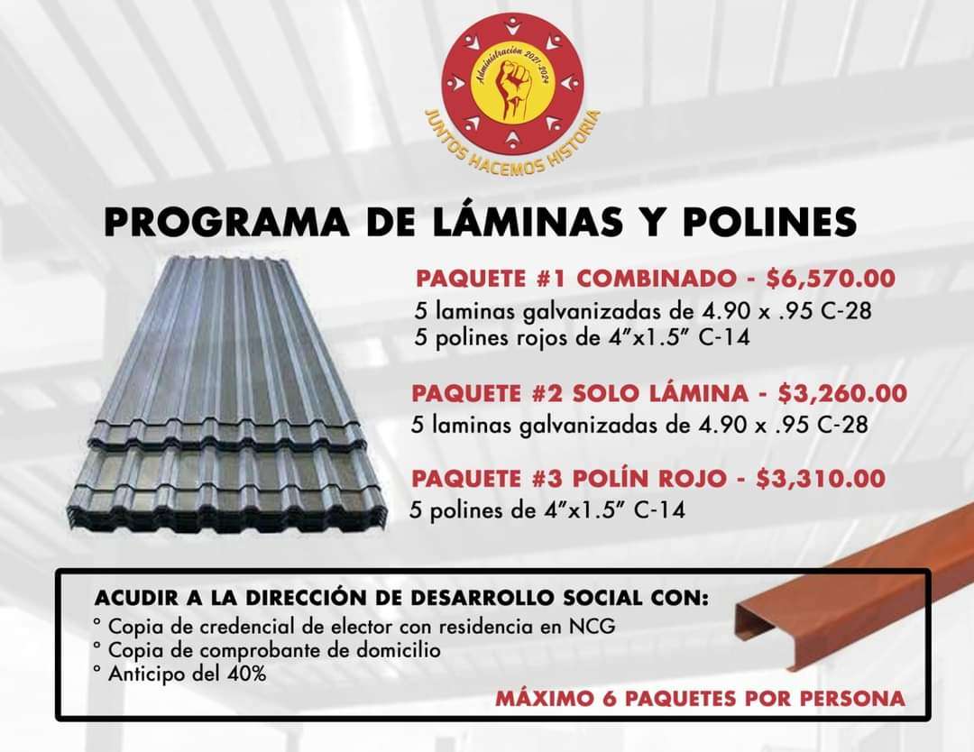 Abren programa de láminas y polines con un 40 por ciento de descuento 