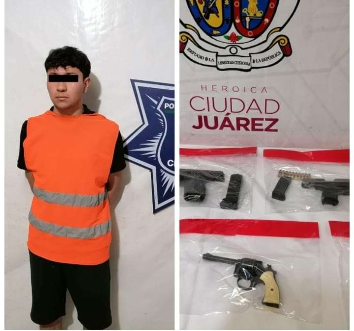 Detienen a sujeto en posesión de armas de fuego y cartuchos