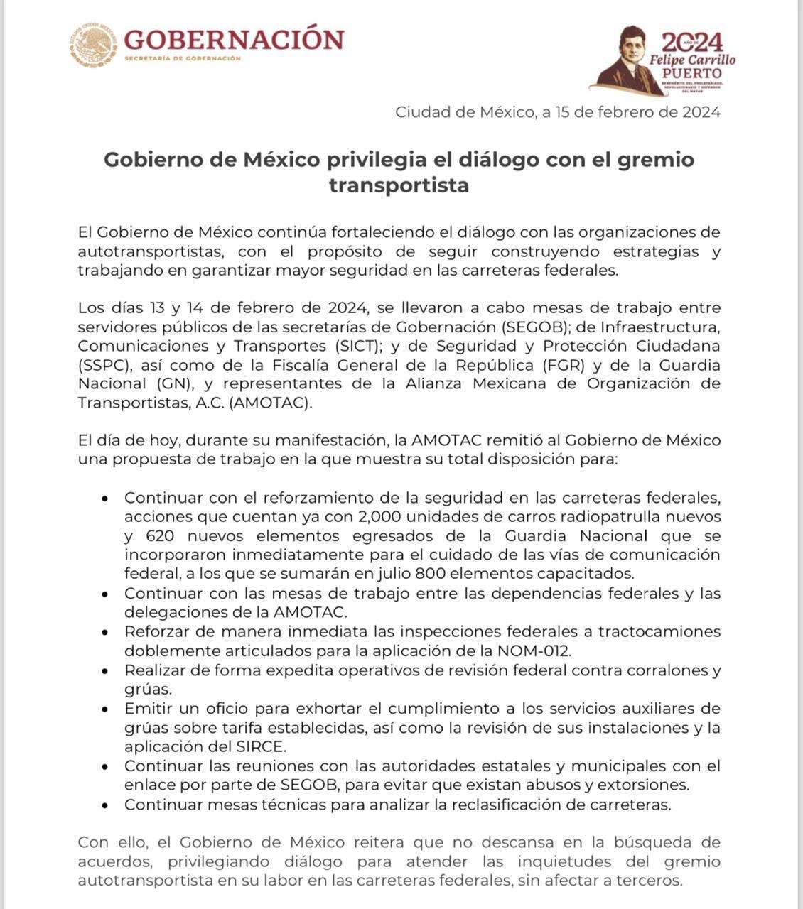 Dobla las manos Federación ante transportistas