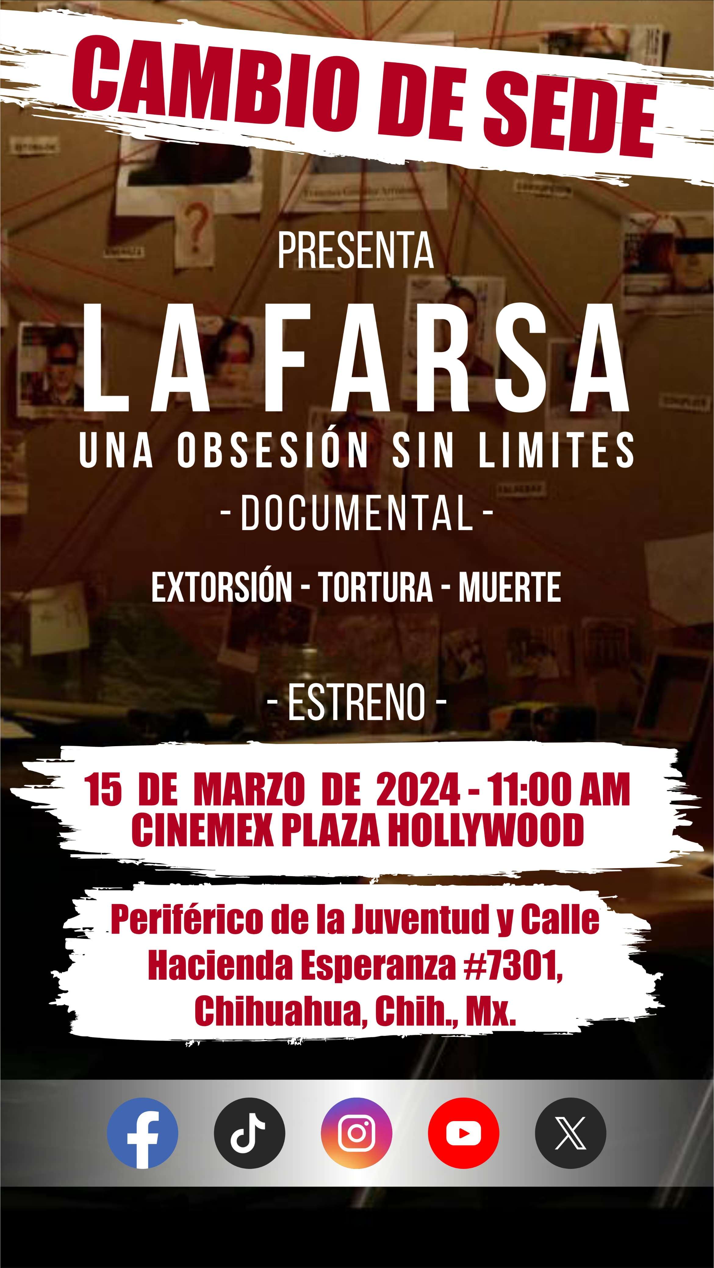 Invitan a ver el documental La Farsa en Cinemex Plaza Hollywood