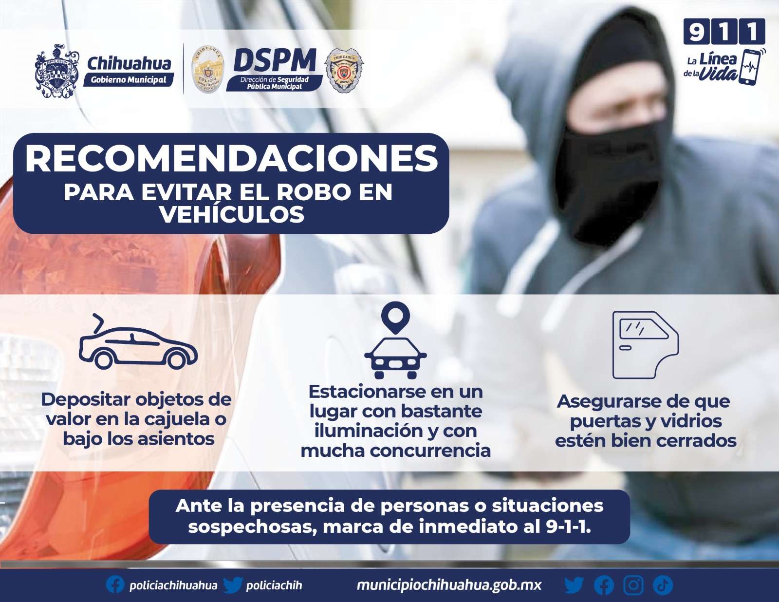 Emiten recomendaciones para prevenir robos de automóviles