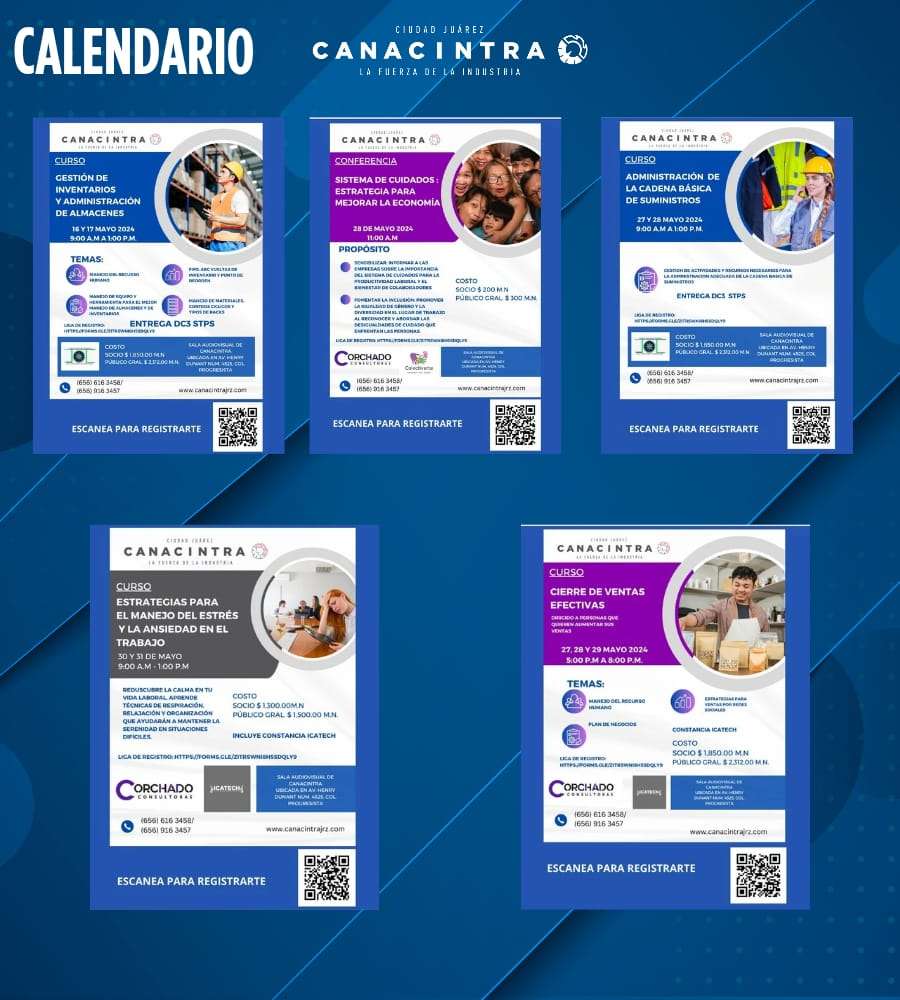 Invita Canacintra a cursos y capacitaciones durante mayo