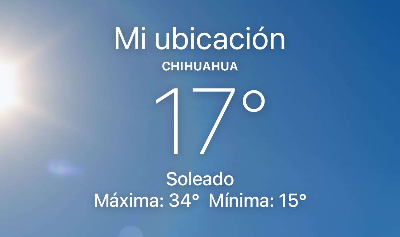 Temperatura agradable máxima de 34°C