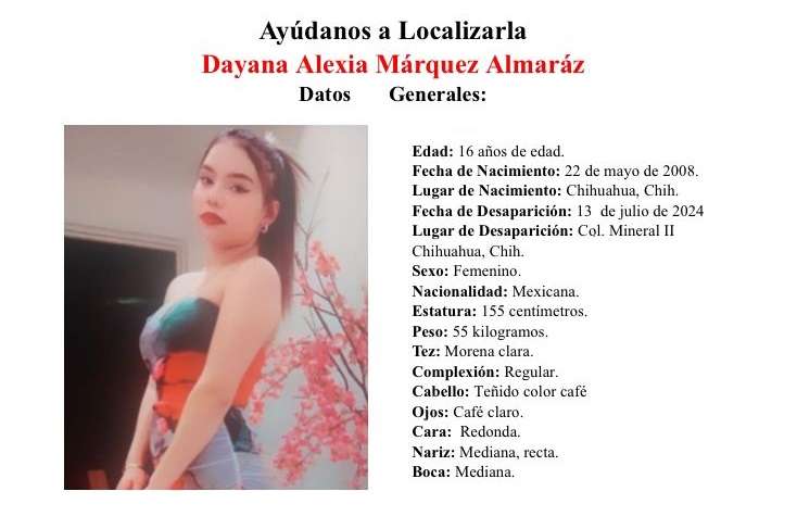 Solicitan ayuda para localizar a Dayana Alexia Márquez Almaráz 