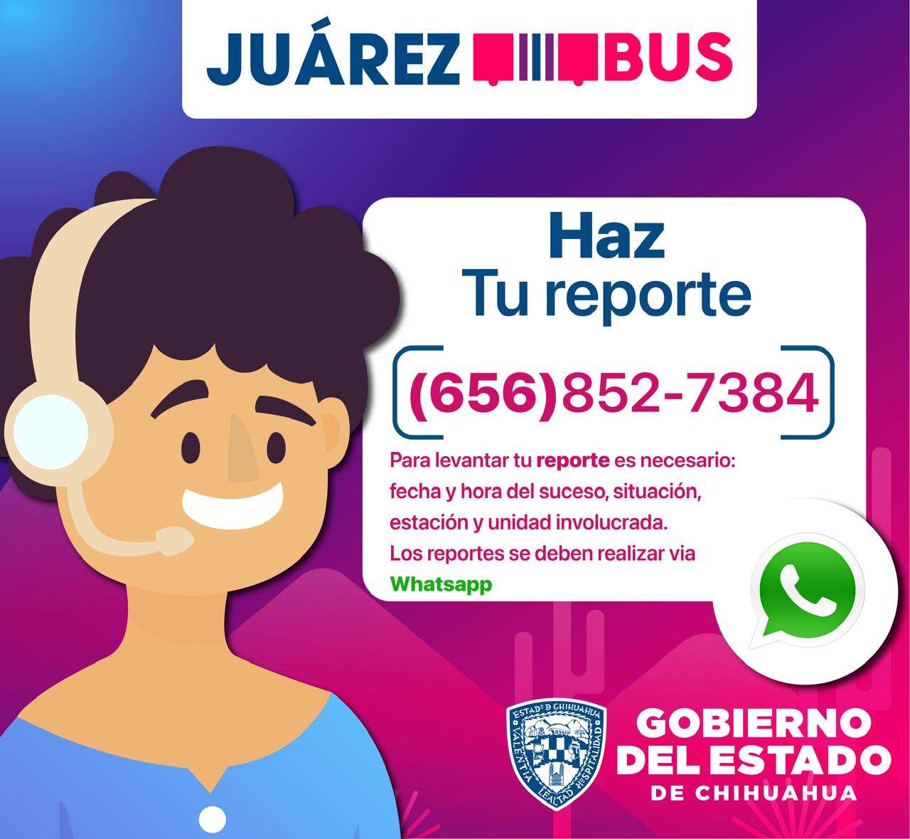 Abren linea de WhatsApp para quejas de usuarios del JuárezBus