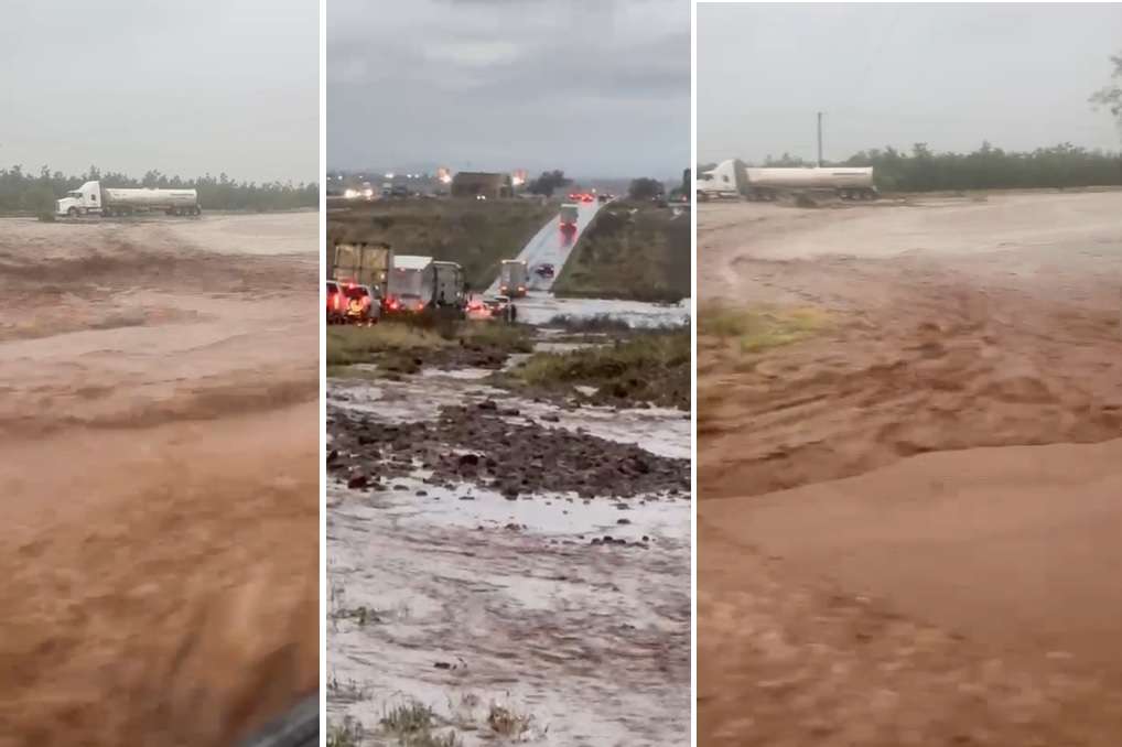 Cubre arroyo totalmente carretera a Ciudad Juárez