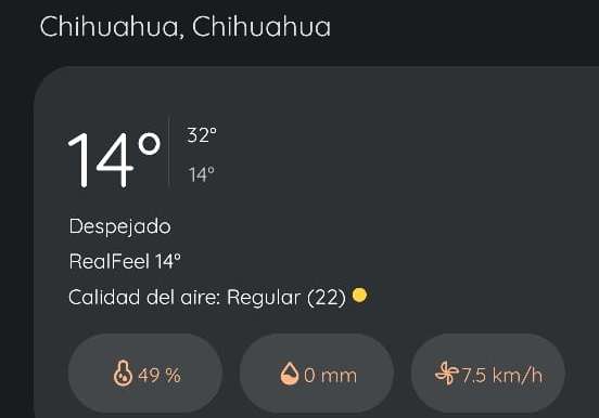 Tendrá Chihuahua un domingo con temperaturas entre 14°C y 32°C