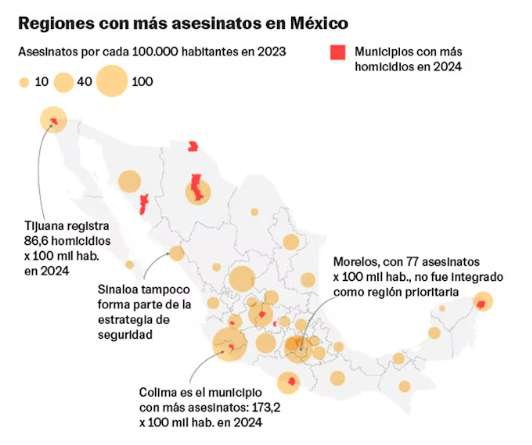 El mapa del crimen organizado en México: estos son los puntos rojos a ...