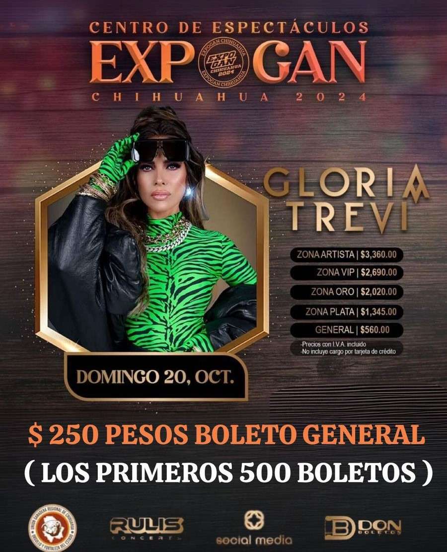 Llega mañana Gloria Trevi a la Expogan 2024