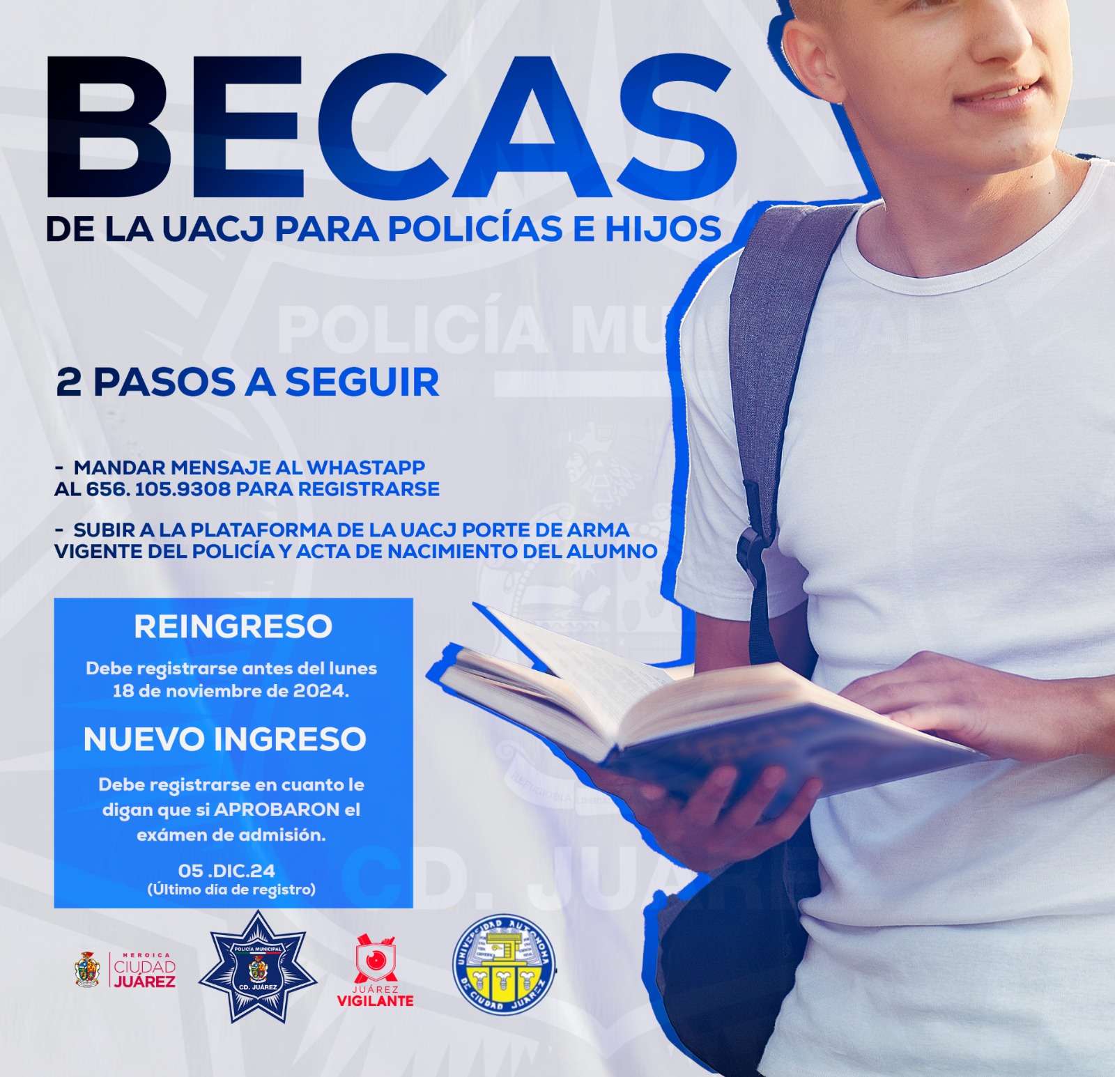 Ofrecen becas en UACJ para policías y sus hijas e hijos