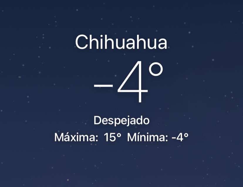 Amanece congelada la ciudad con -4°C