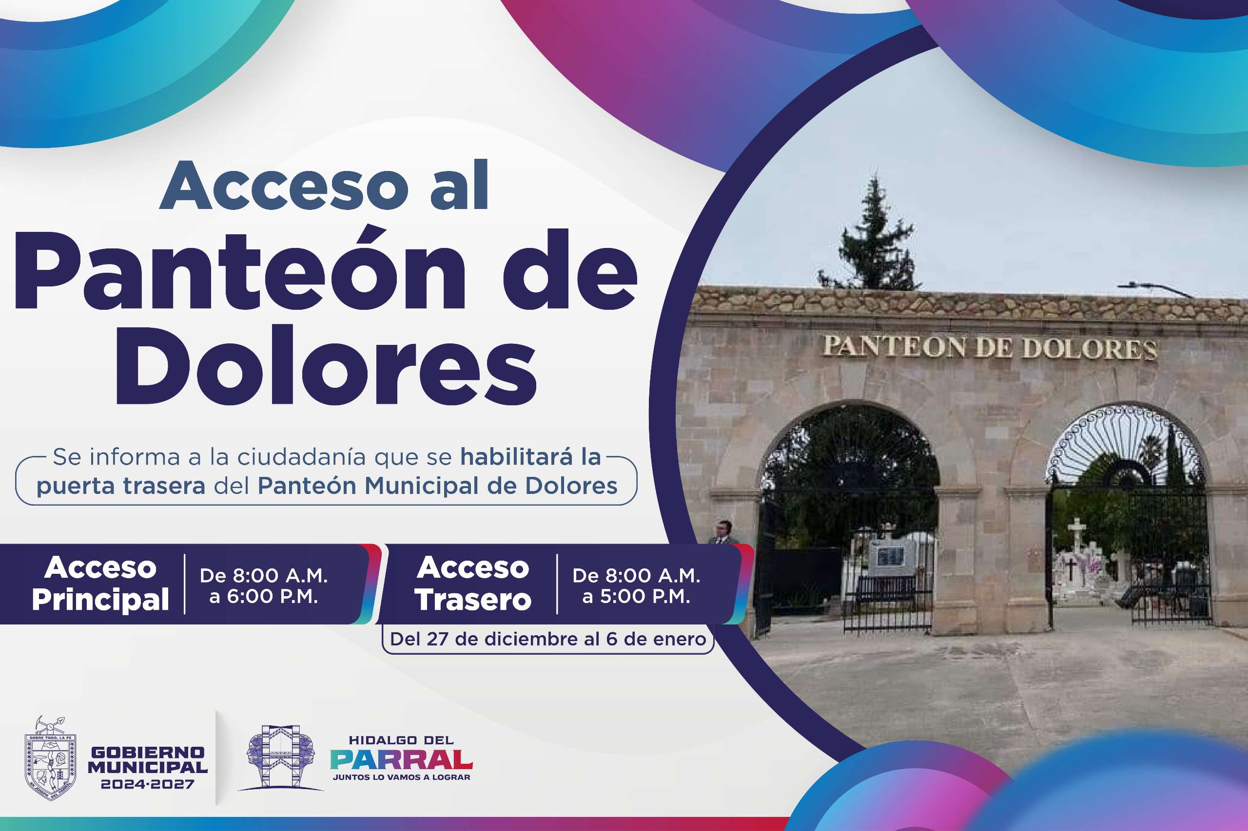 Abren acceso trasero del Panteón de Dolores en Parral