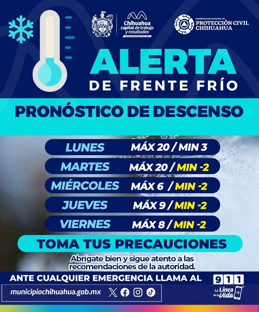 Alertan por temperaturas bajo cero para esta semana