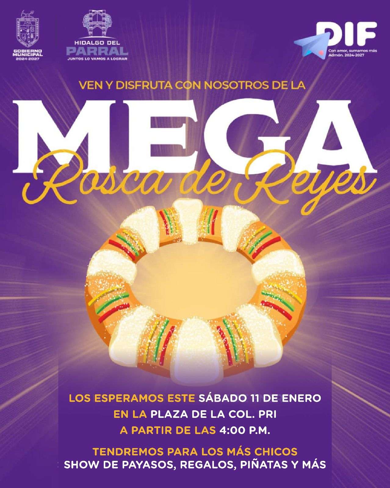 Invitan a disfrutar de la tradicional Rosca de Reyes en Parral