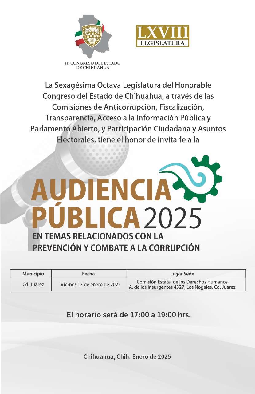 Realizarán este viernes audiencia pública sobre combate a la corrupción 