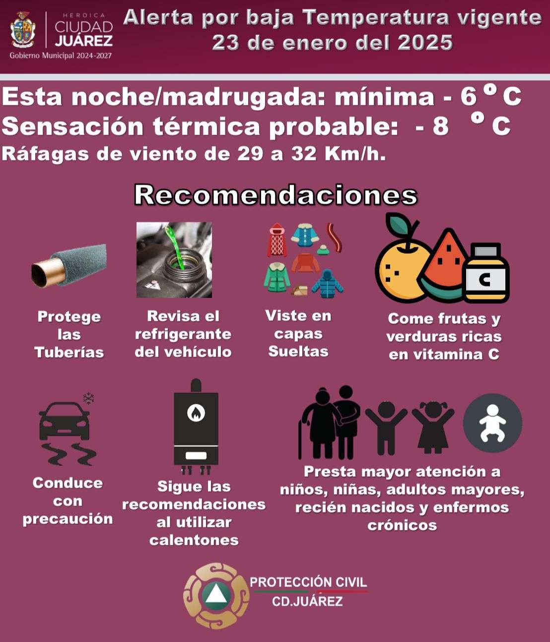 Continúa la alerta por bajas temperaturas esta noche