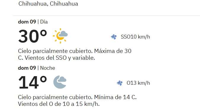 Alcanza Chihuahua los 30°C este domingo