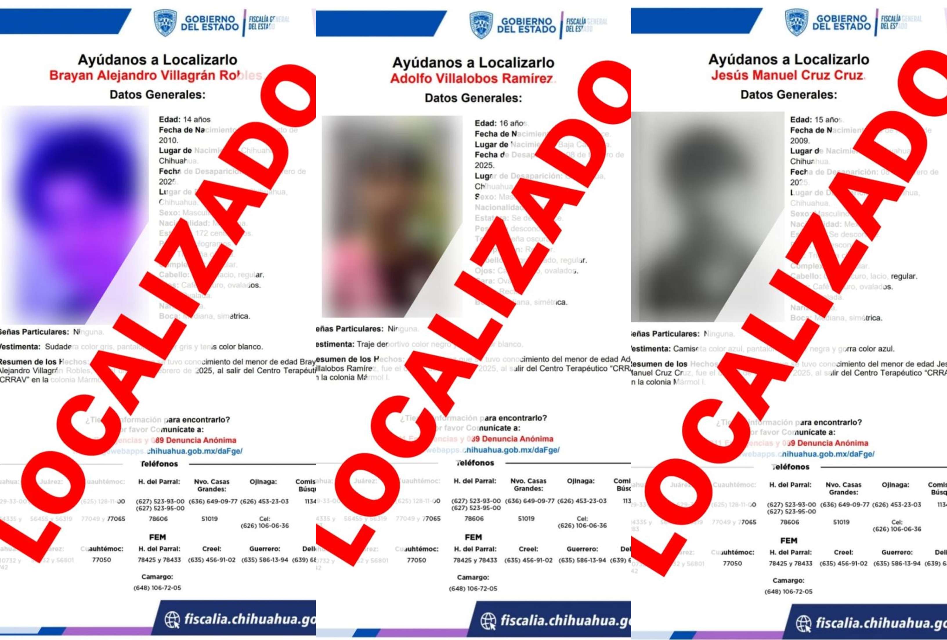 Hallan a 3 de 5 menores que escaparon de anexo