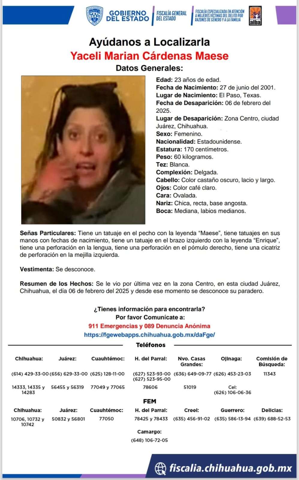 Joven paseña desaparece en la zona Centro de Ciudad Juárez 