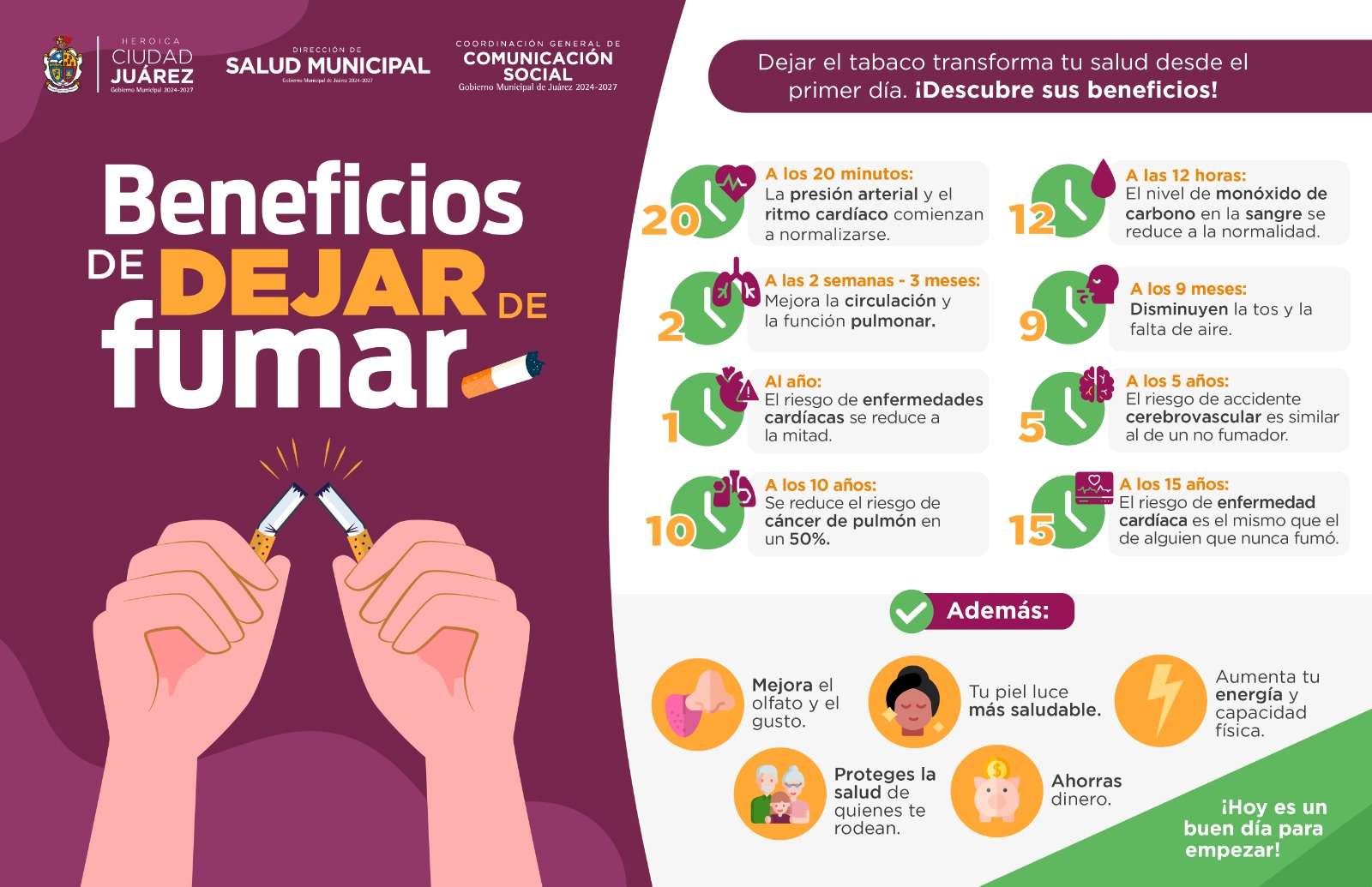 Exponen los beneficios de dejar de fumar para la salud 