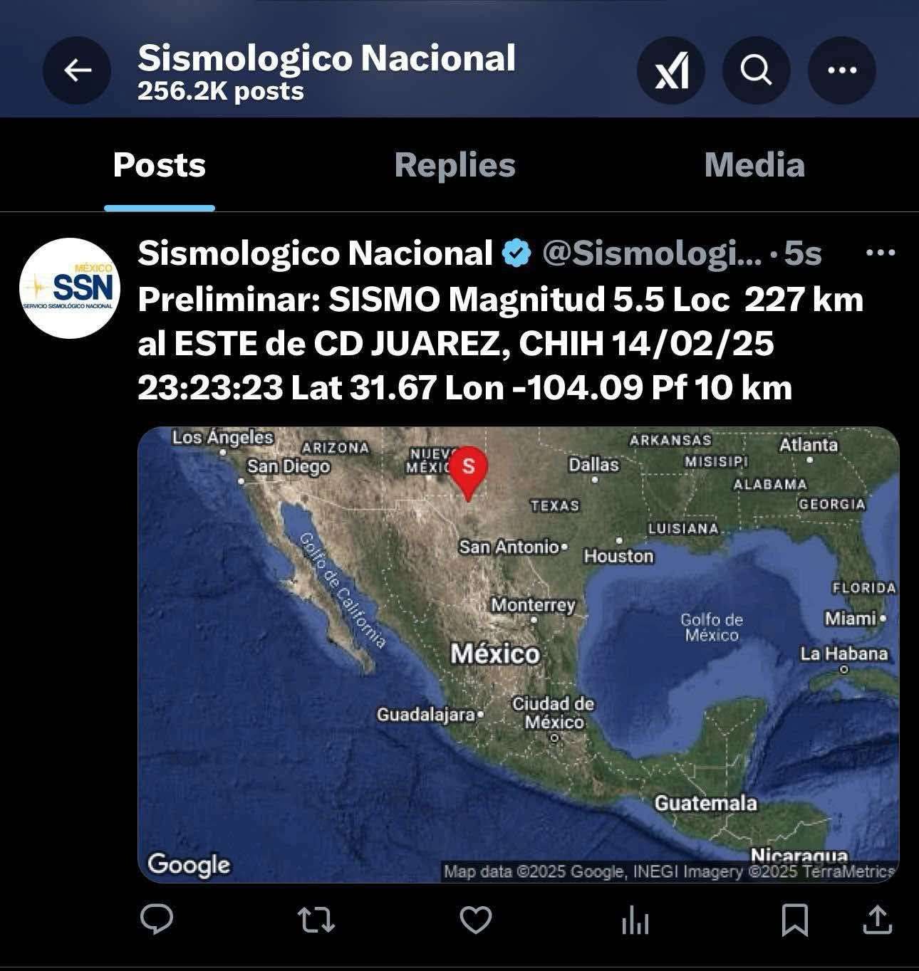 Registran sismo en Juárez y El Paso