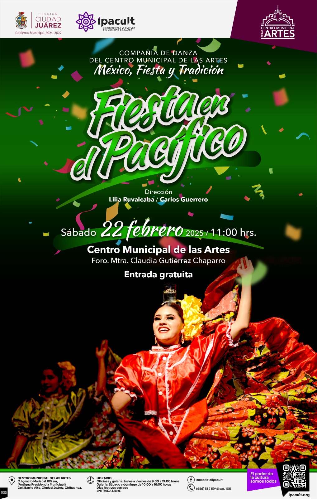 Realizarán espectáculo de danza “Fiesta en el Pacífico” en el Centro Municipal de las Artes