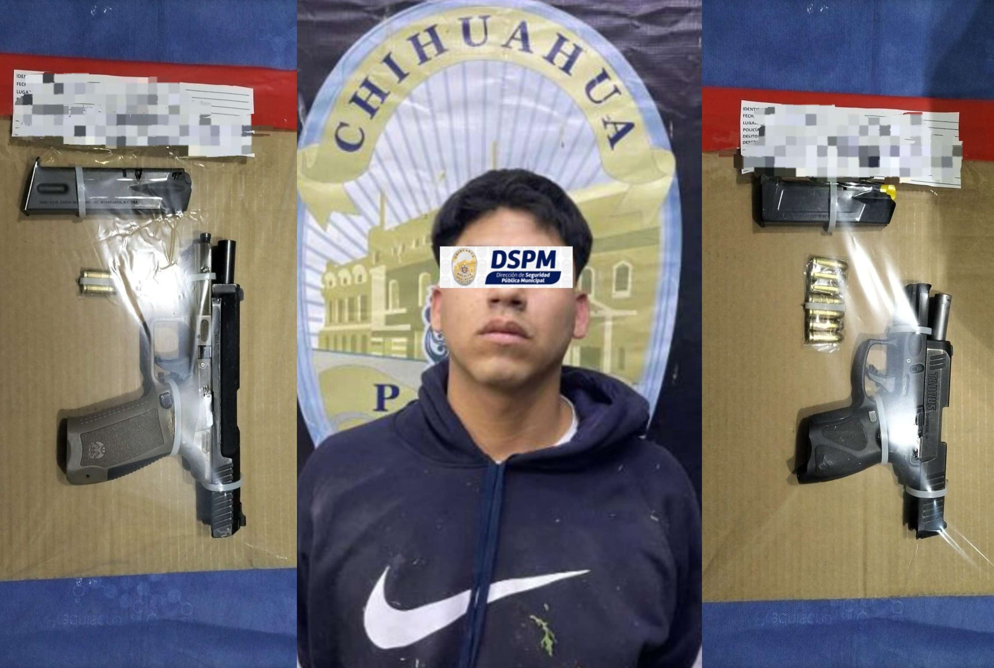 Cae jovencito con cristal y dos pistolas cargadas