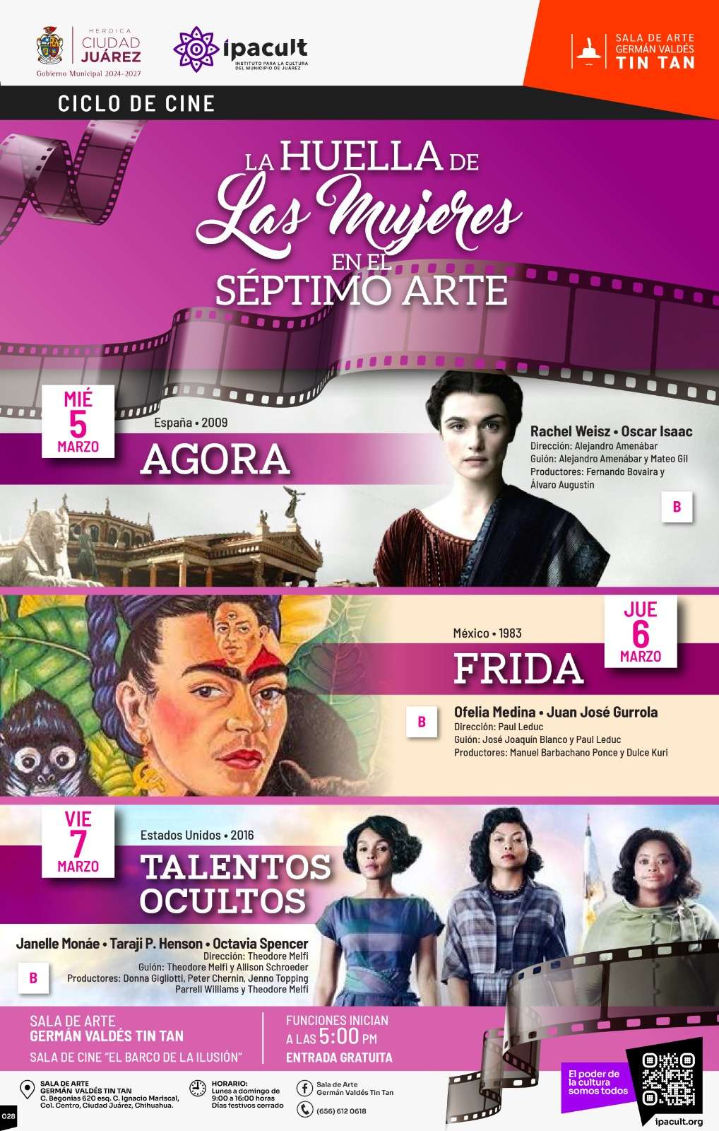 Conmemoran Día Internacional de la Mujer con ciclo de cine gratuito 