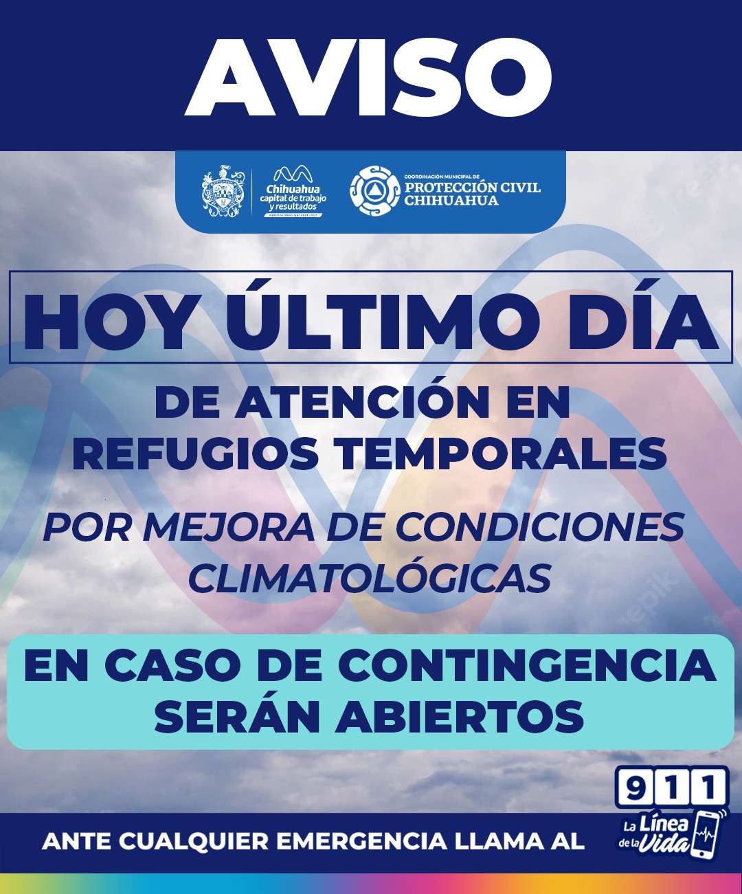 Atienden solo hoy en refugios temporales por mejora del clima