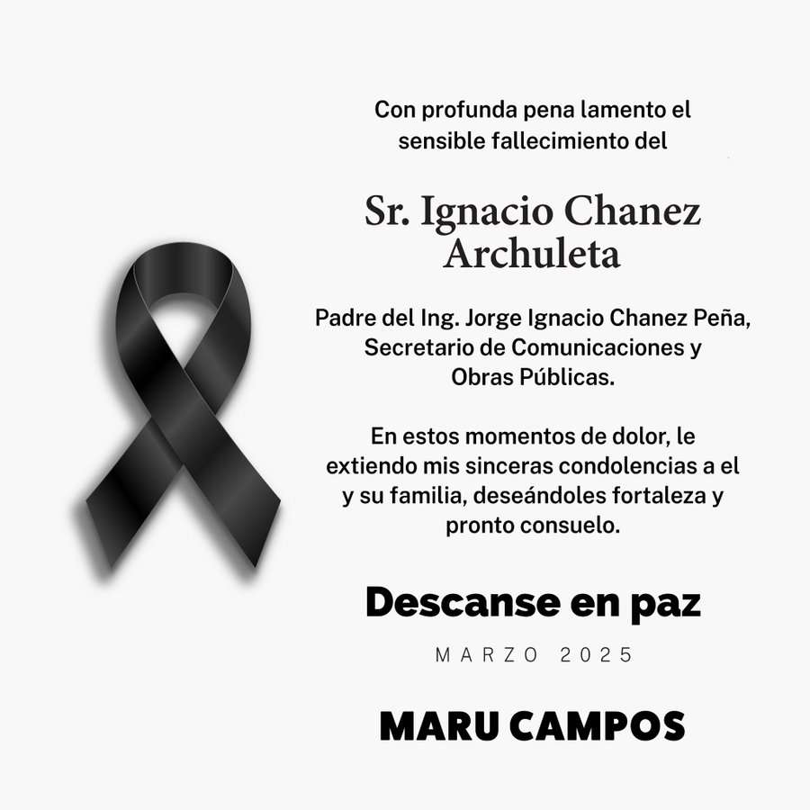 Muere padre del secretario de Obras Públicas