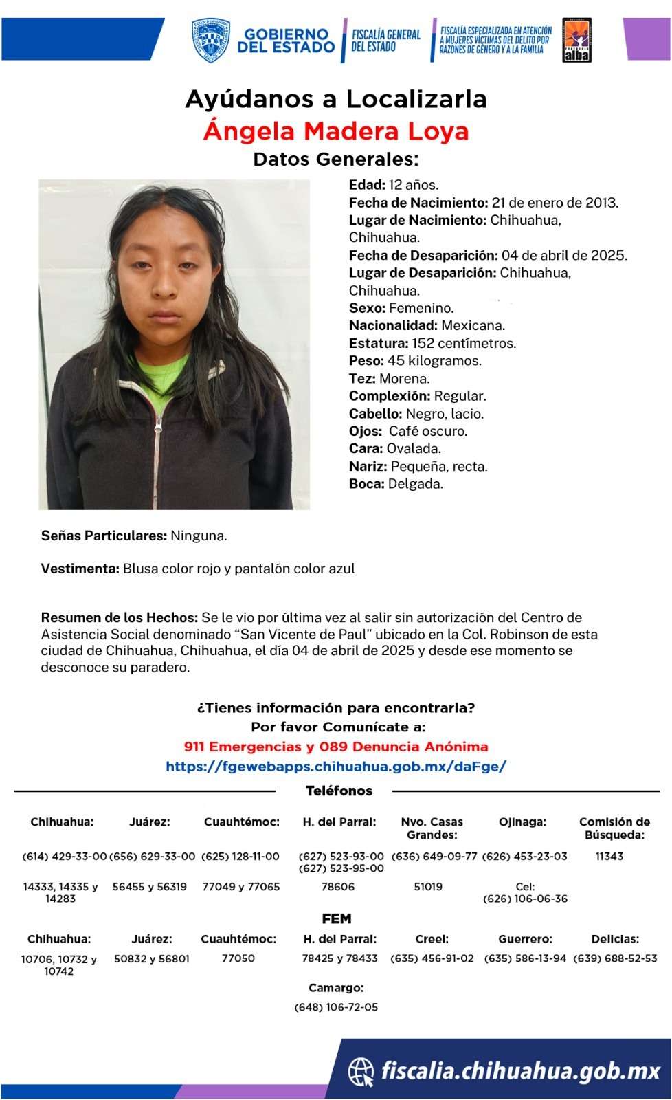 Desaparece Ángela del centro de asistencia San Vicente de Paul 