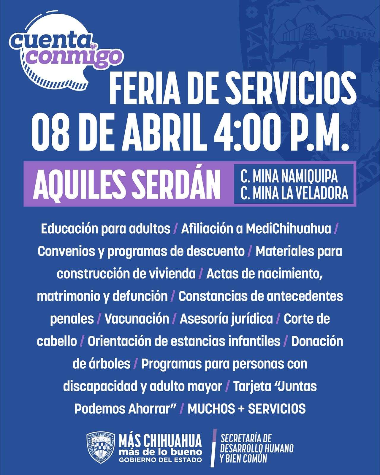 Invitan a feria de servicios Aquiles Serdán