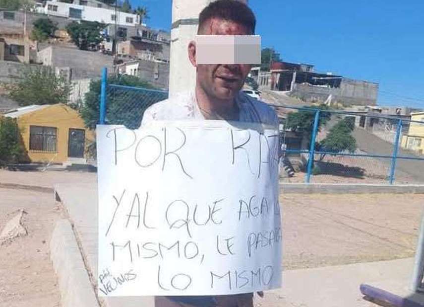 Van por quienes amarraron a presunto ladrón en poste