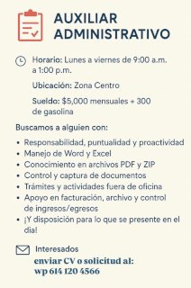 Se solicita auxiliar administrativo