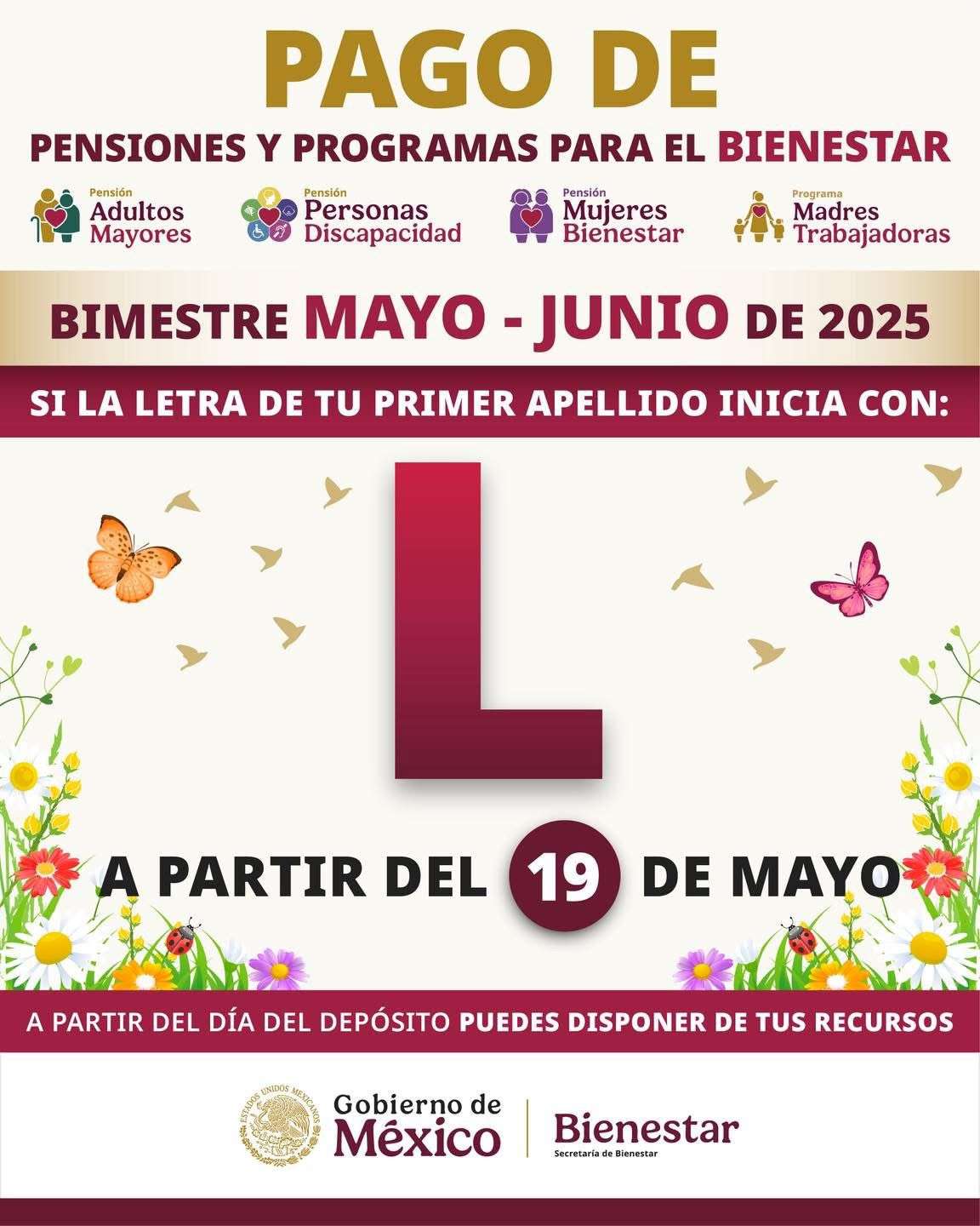 Inicia el pago del Bienestar para apellidos con letra L 