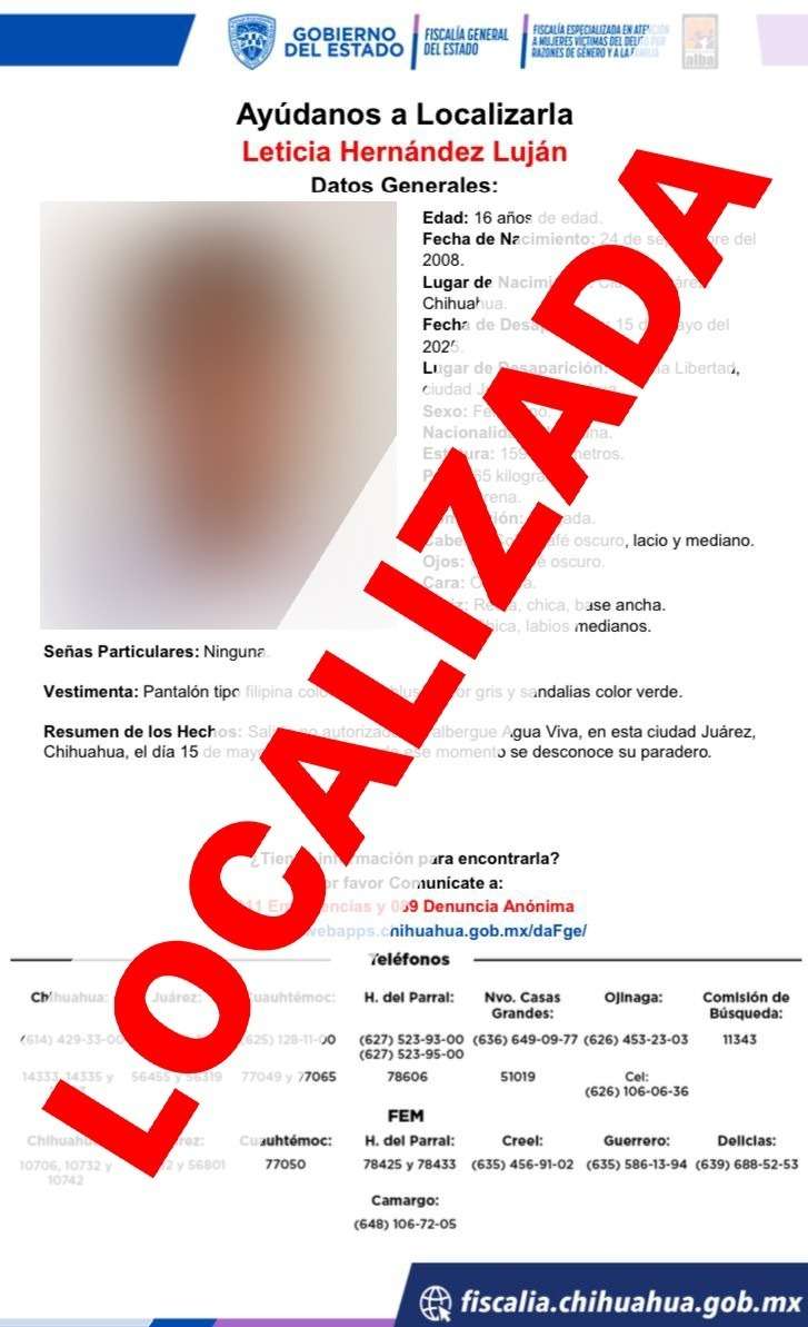 Localizan a adolescente con reporte de desaparición