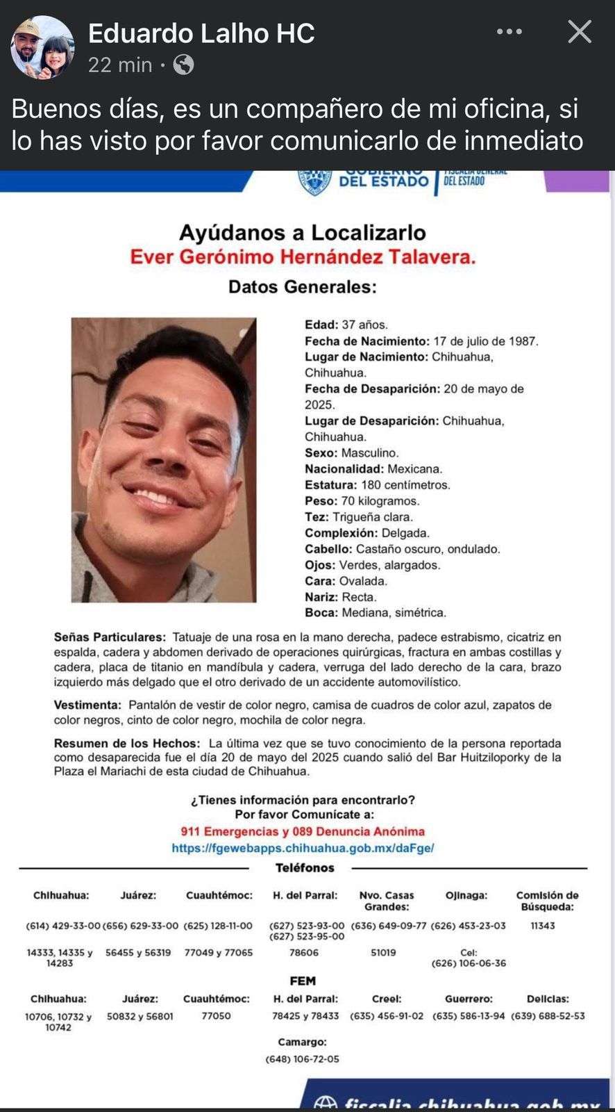 Desaparece camarógrafo de la Secretaría de Seguridad Pública