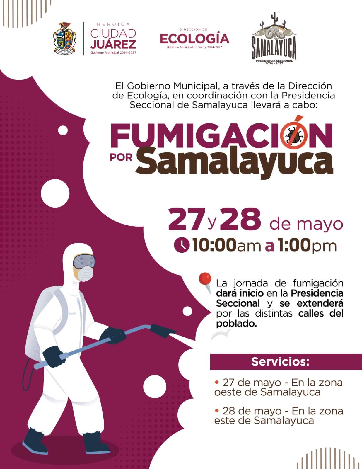 Fumigan en Samalayuca hoy y mañana