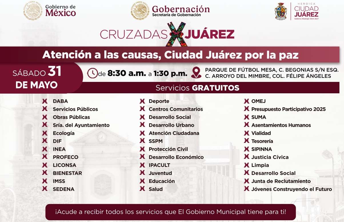 Van mañana Cruzadas por a Juárez a la Felipe Ángeles
