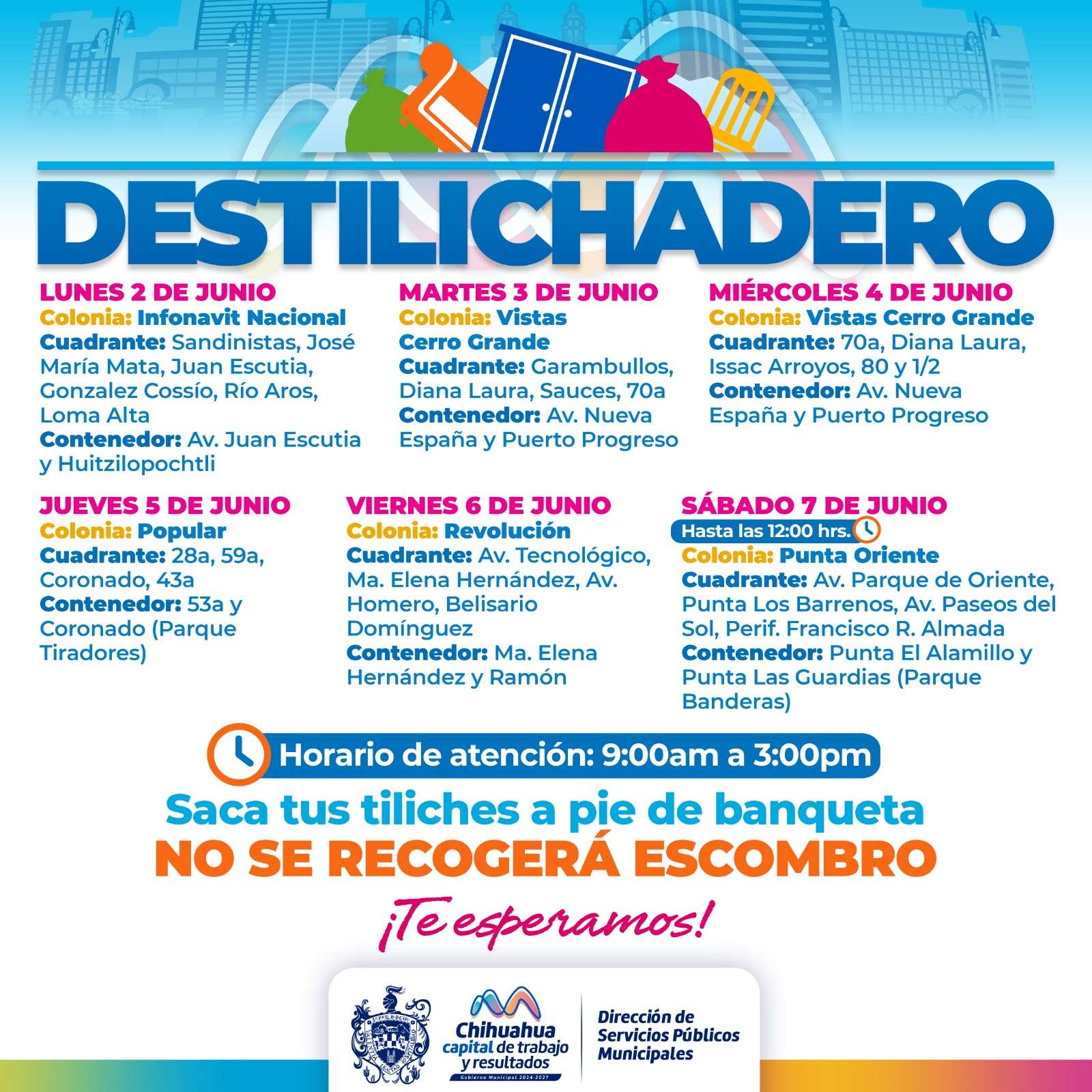 Va programa Destilichadero a estas cinco colonias al inicio de junio