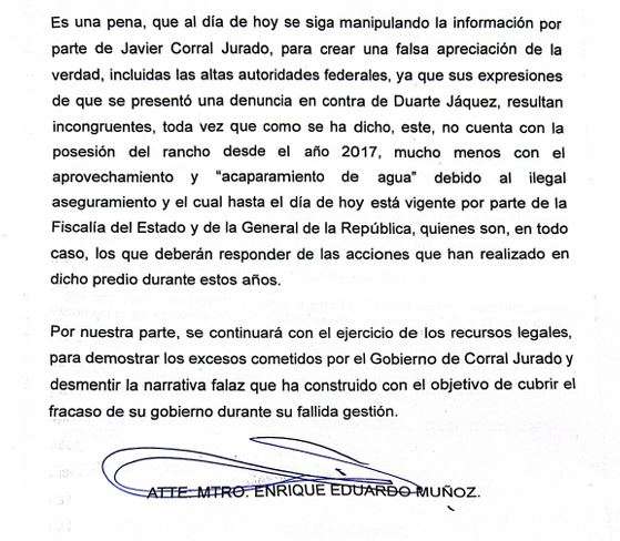 No hay ilegalidad en El Saucito: Enrique Eduardo Muñoz ante Conagua
