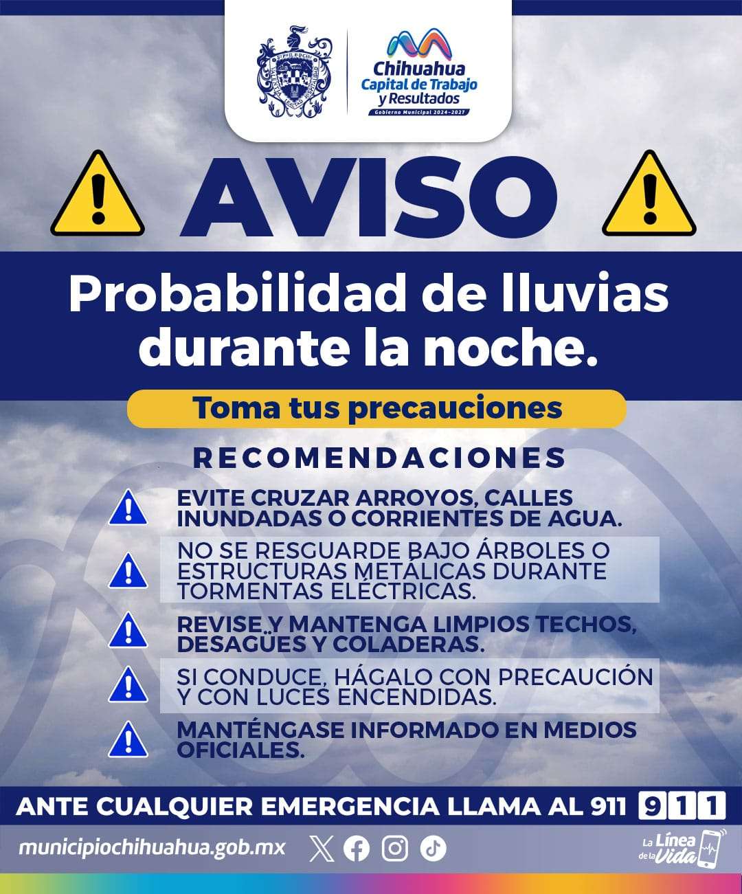 Advierten que lloverá fuerte esta noche en la ciudad

