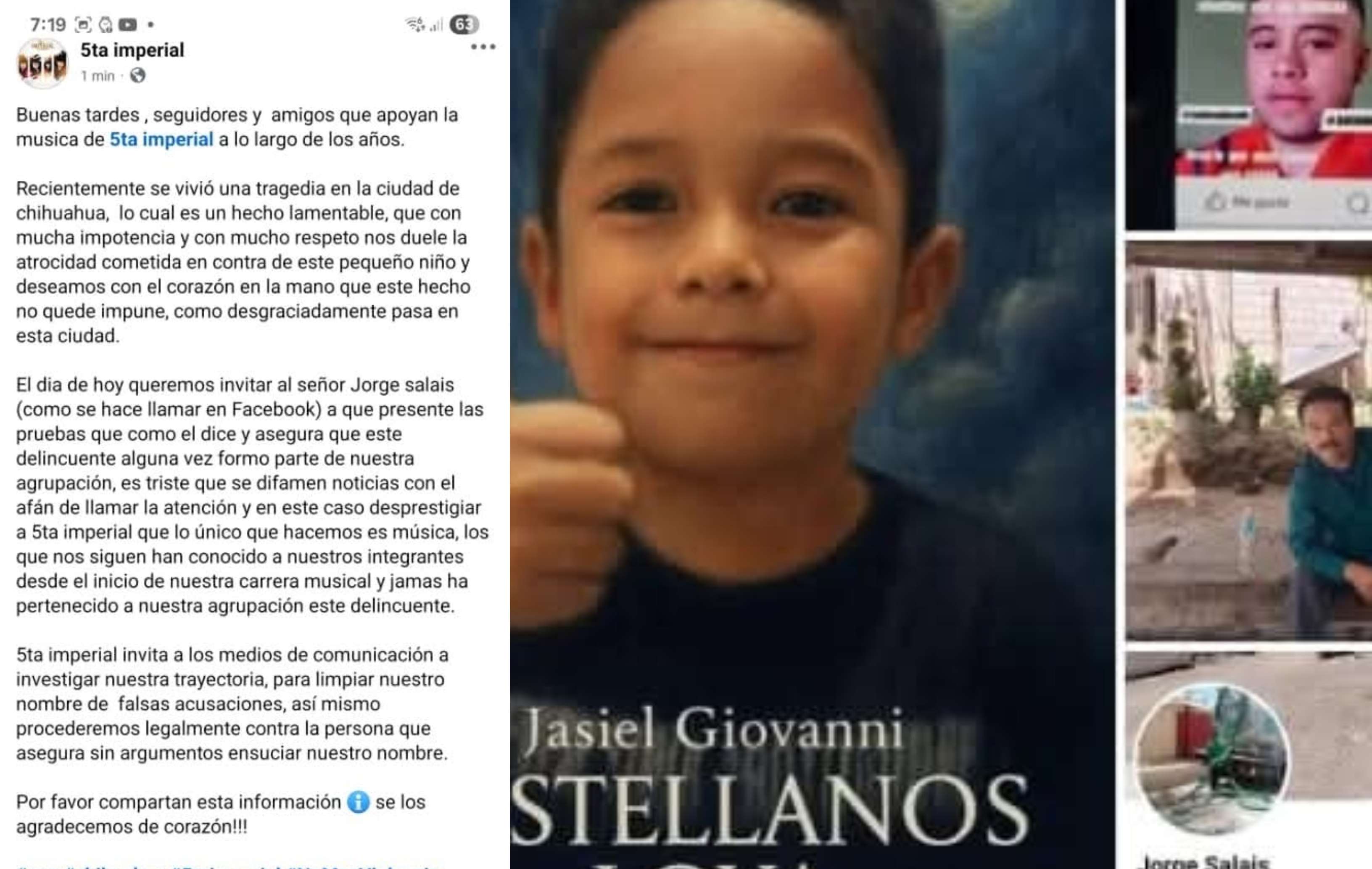 Dice el grupo 5ta Imperial no tener vínculos con el padrastro de Jasiel