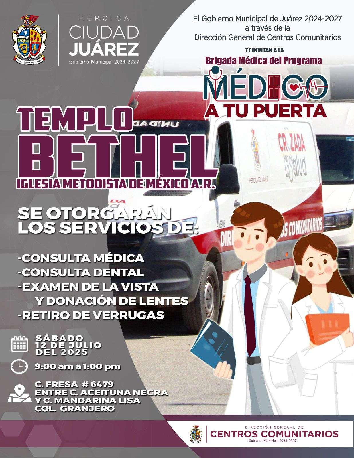 Llevará Centros Comunitarios Médico a tu Puerta al templo Bethel