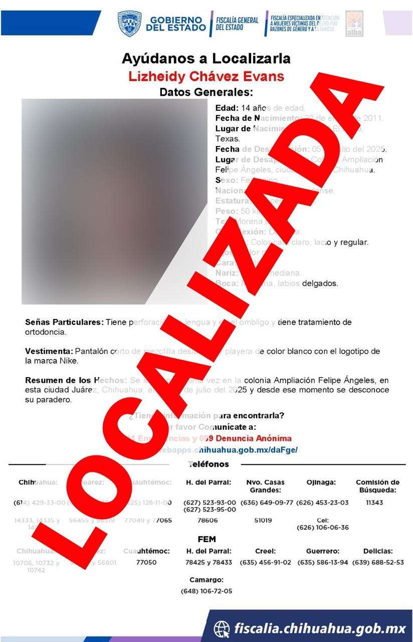 Localizan a menor con reporte de robo