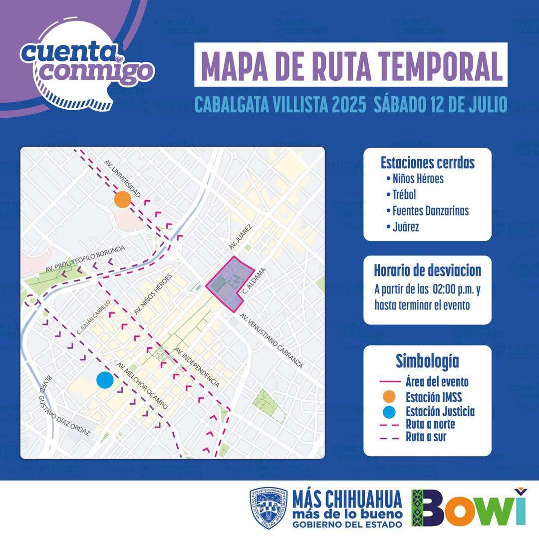 Cierran temporalmente estaciones Bowí por Cabalgata Villista