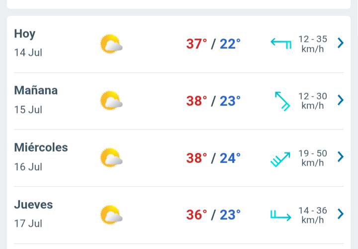 Día con nubes y claros,.temperatura hasta 37°C en Juárez