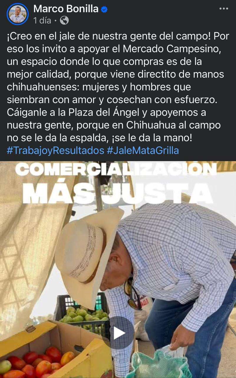 Invita Marco Bonilla a apoyar el mercado campesino